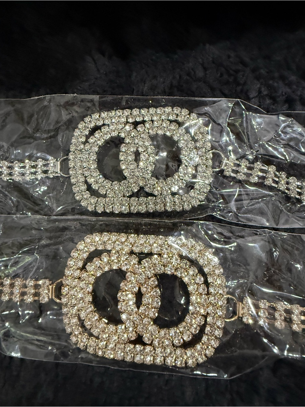 Nique Crystal Double-Circle Rhinestone Belt — Silver